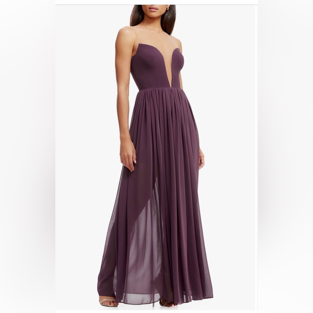 Dress The Population Eleanor Illusion Neck Gown
